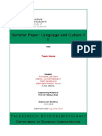 Seminar Paper:: Language and Culture I/ II