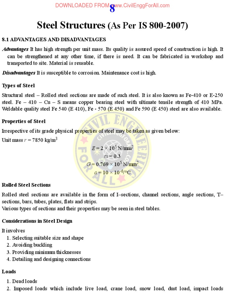 Steel Structures: IS 800-2007 Overview | PDF | Beam (Structure) | Screw