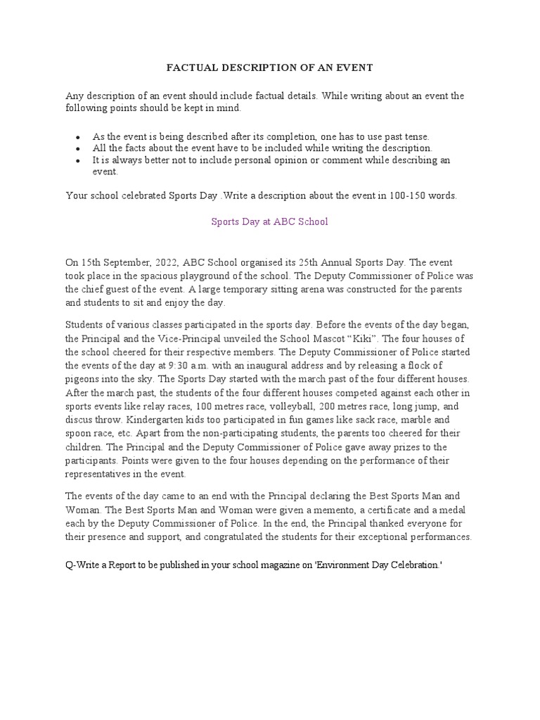 Factual Description of School Events | PDF | Social Science