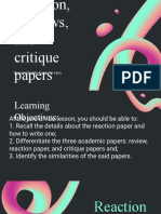 Differences and Similarities of Discussed Academic Papers