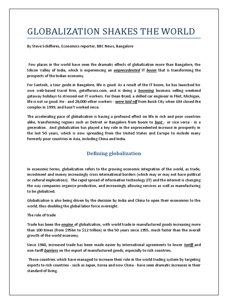 Impact of Globalization on India's Economy | PDF | Outsourcing ...