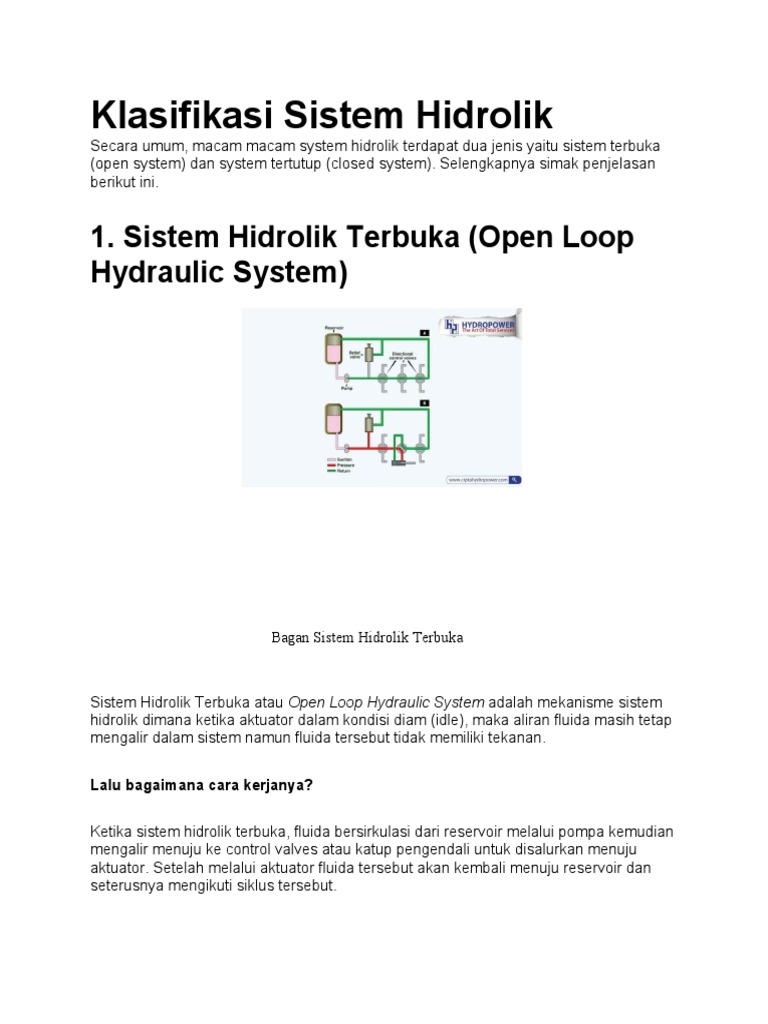 Klasifikasi Sistem Hidrolik Pdf