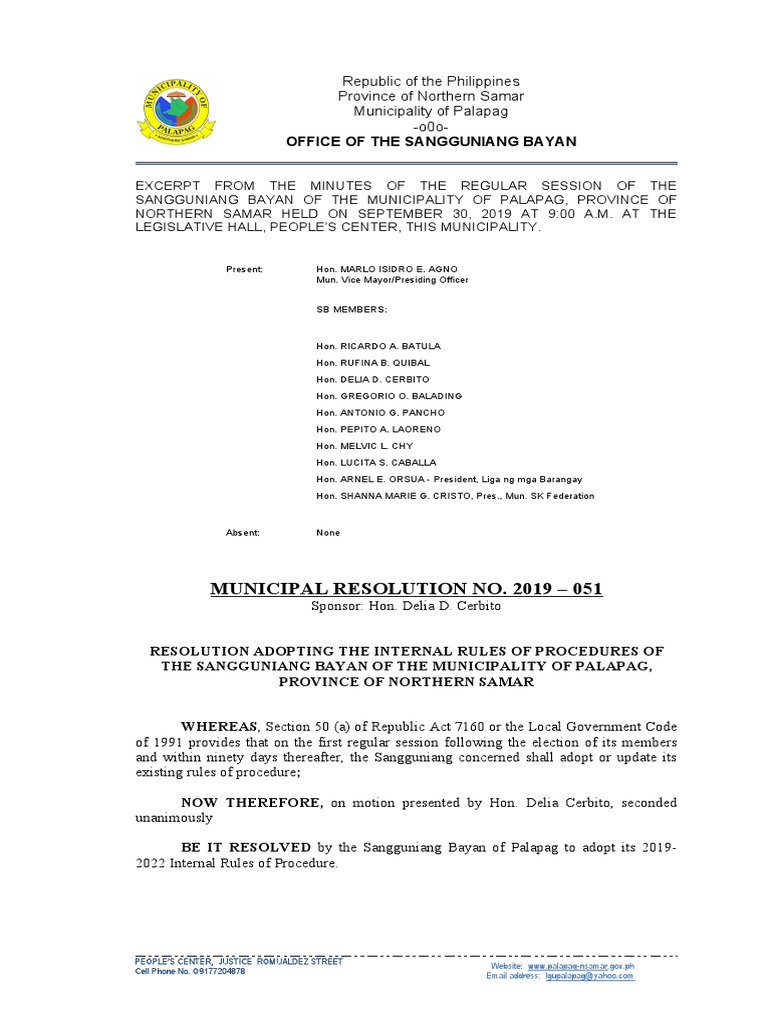 Internal Rules of Procedure 2019-2022 | PDF | Committee | Quorum