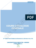 Cours Ecologie Générale Chapitre I Et II 2019-2020