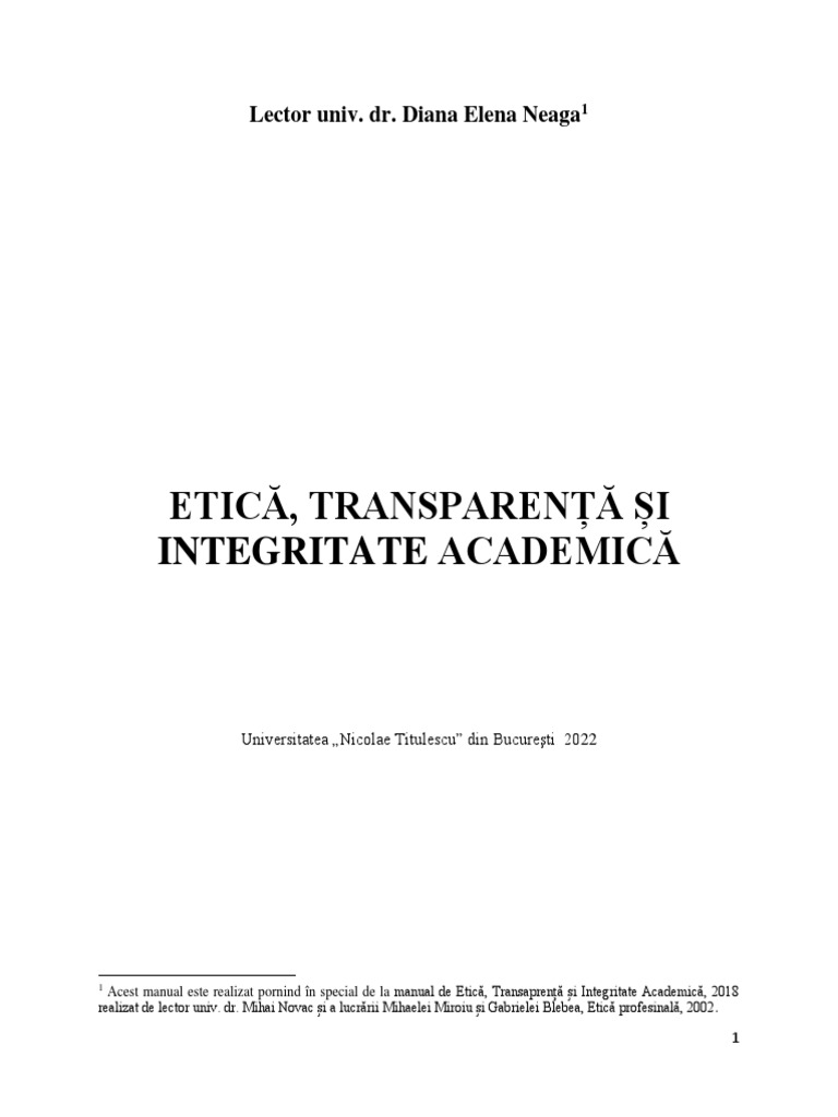 Manual Etica Diana Neaga 2022-2023 | PDF