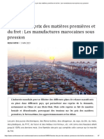 Flambée Des Prix Des Matières Premières Et Du Fret - Les Manufactures Marocaines Sous Pression