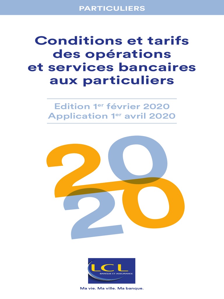 Guide - Tarifaire - Part - 2020 - LCL | PDF | Chèque | Banques