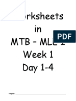 Week 1 Worksheet in MTB