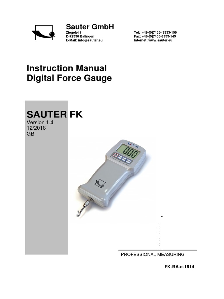 Sauter FK Instruction Manual Digital Force Gauge PDF Calibration