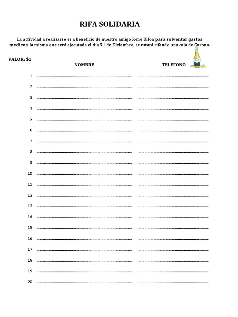 Formato de Rifa | PDF