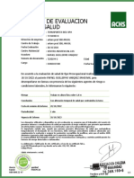 Certificado de Evaluacion Laboral de Salud: Folio: 0004165369