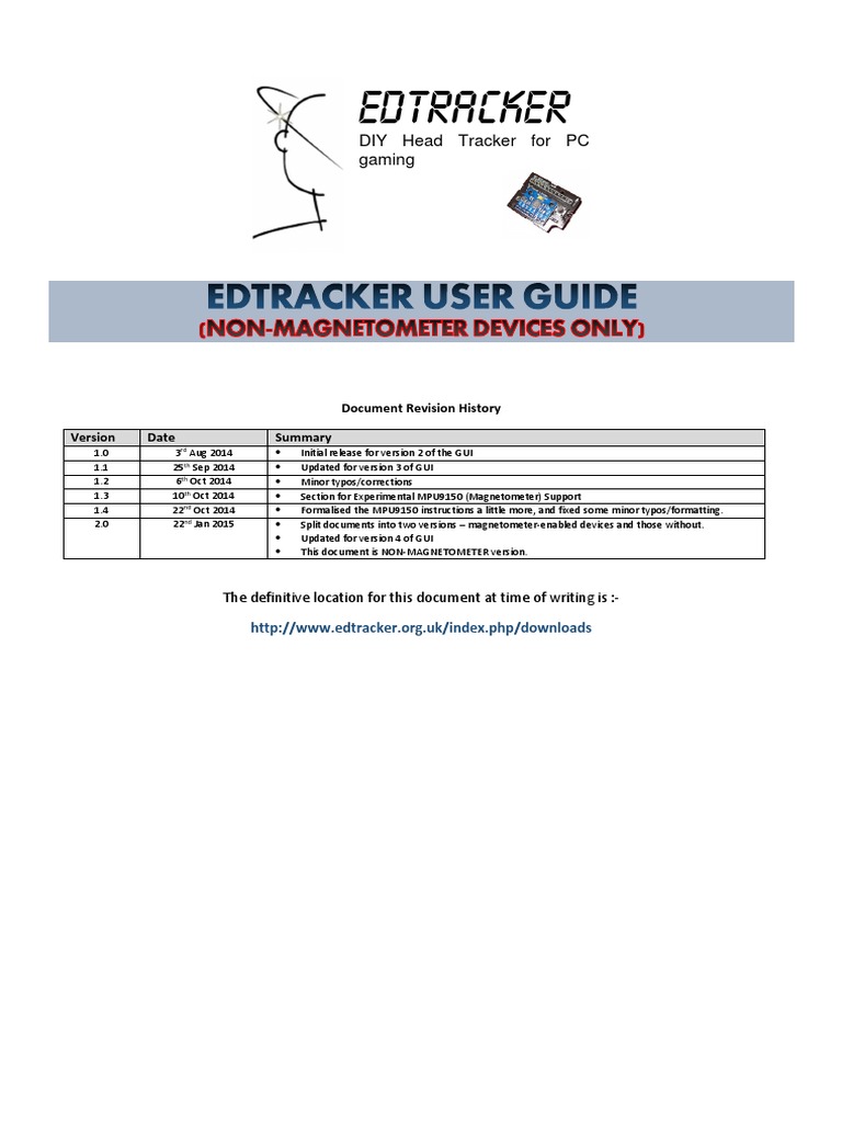EDTracker DIY Head Tracker Guide | PDF | Arduino | Usb