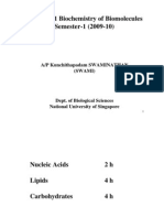 LSM - 1101 Biochemistry of Biomolecules Semester-1 (2009-10) : A/P Kunchithapadam SWAMINATHAN (Swami)