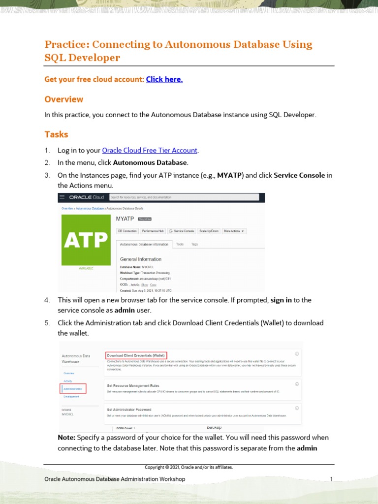s1102499gc10 03 Connect Adb SQL Dev | PDF | Databases | Sql