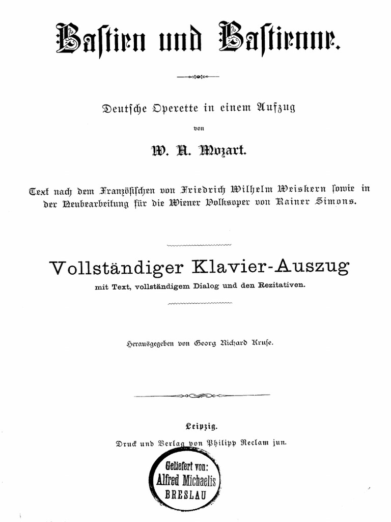 Bastien Und Bastiene, Tenor PDF