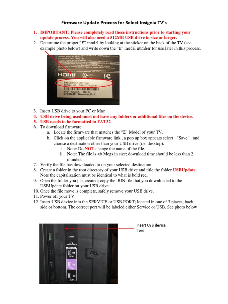 Insignia TV Firmware Update Guide | PDF | Usb Flash Drive | Usb