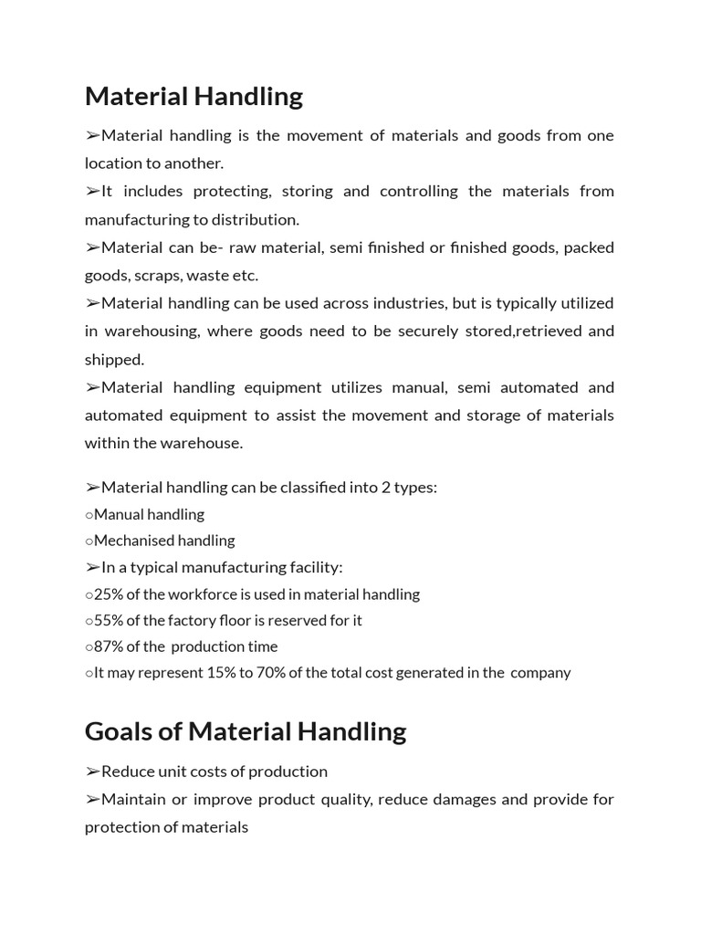 Material Handling PDF Warehouse Supply Chain Management