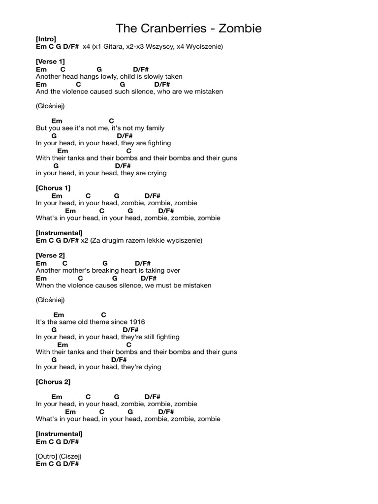 The Cranberries Zombie PDF