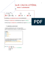 Chapitre 8 Calcul Littéral Partie 2