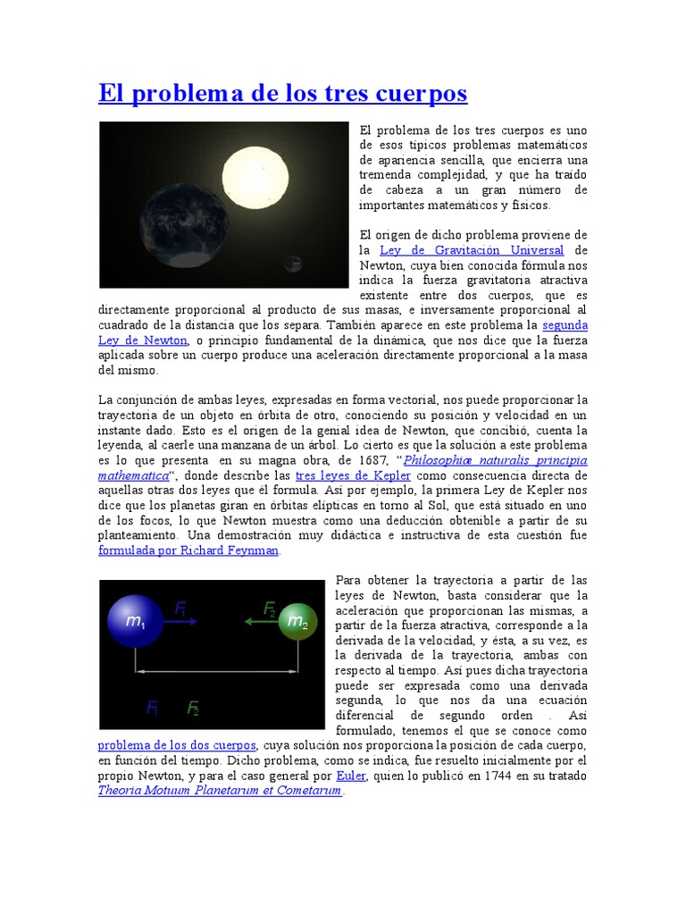 El Problema de Los Tres Cuerpos | PDF | Gravedad | Orbita