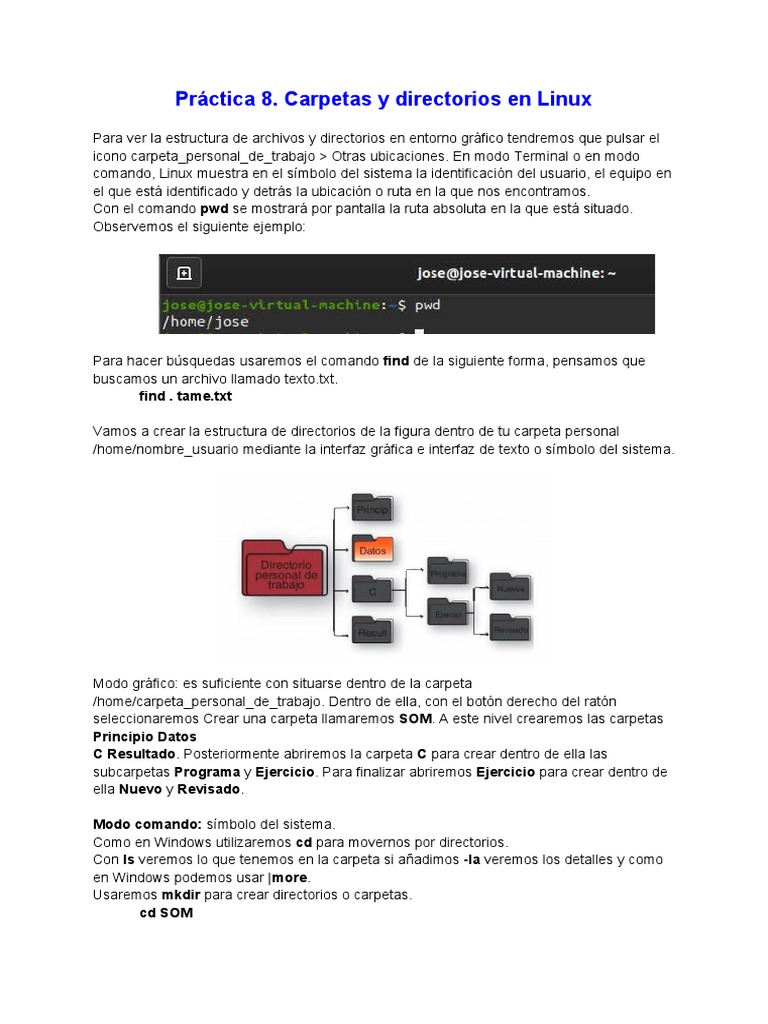 Práctica 8. Carpetas y Directorios en Linux | PDF | Archivo de ...