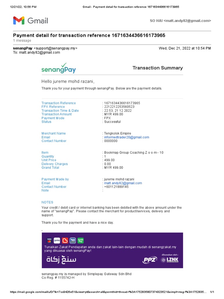 Payment Confirmation for Bookmap Coaching | PDF | Financial Transaction ...