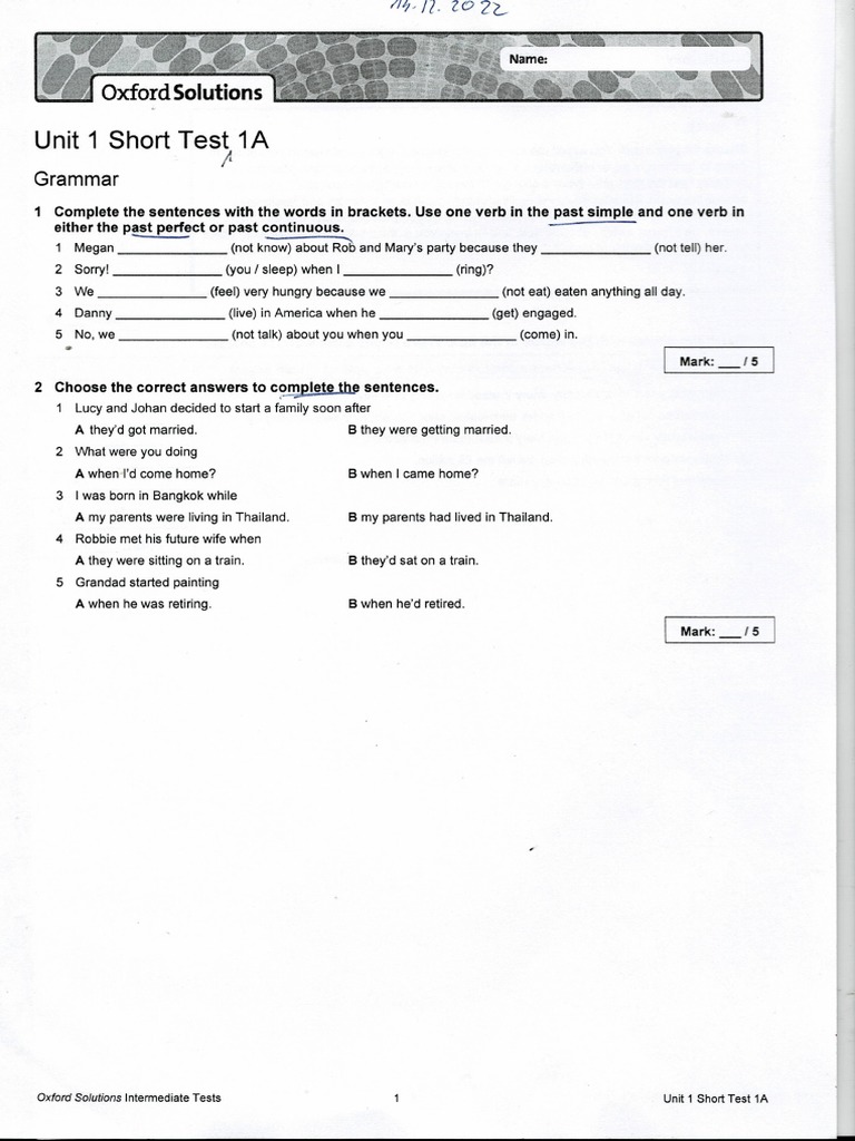 Unit 1 Grammar and Vocabulary Test | PDF | Linguistics