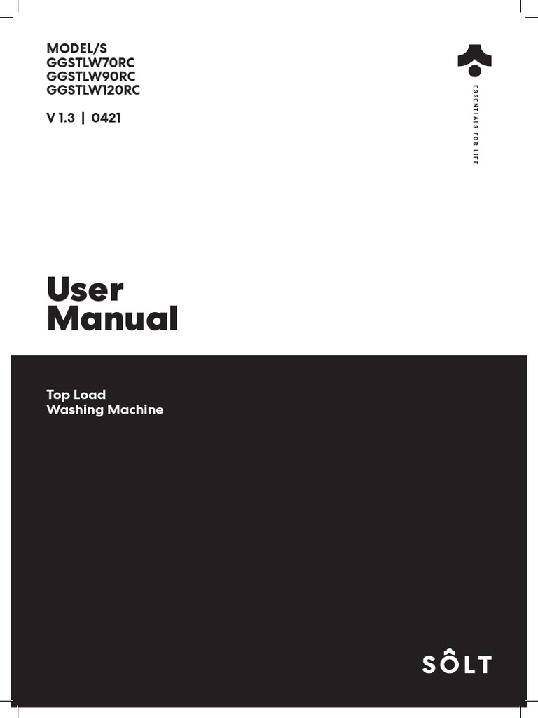 Solt Washing Machine User Manual ggstlw70rc PDF Washing Machine