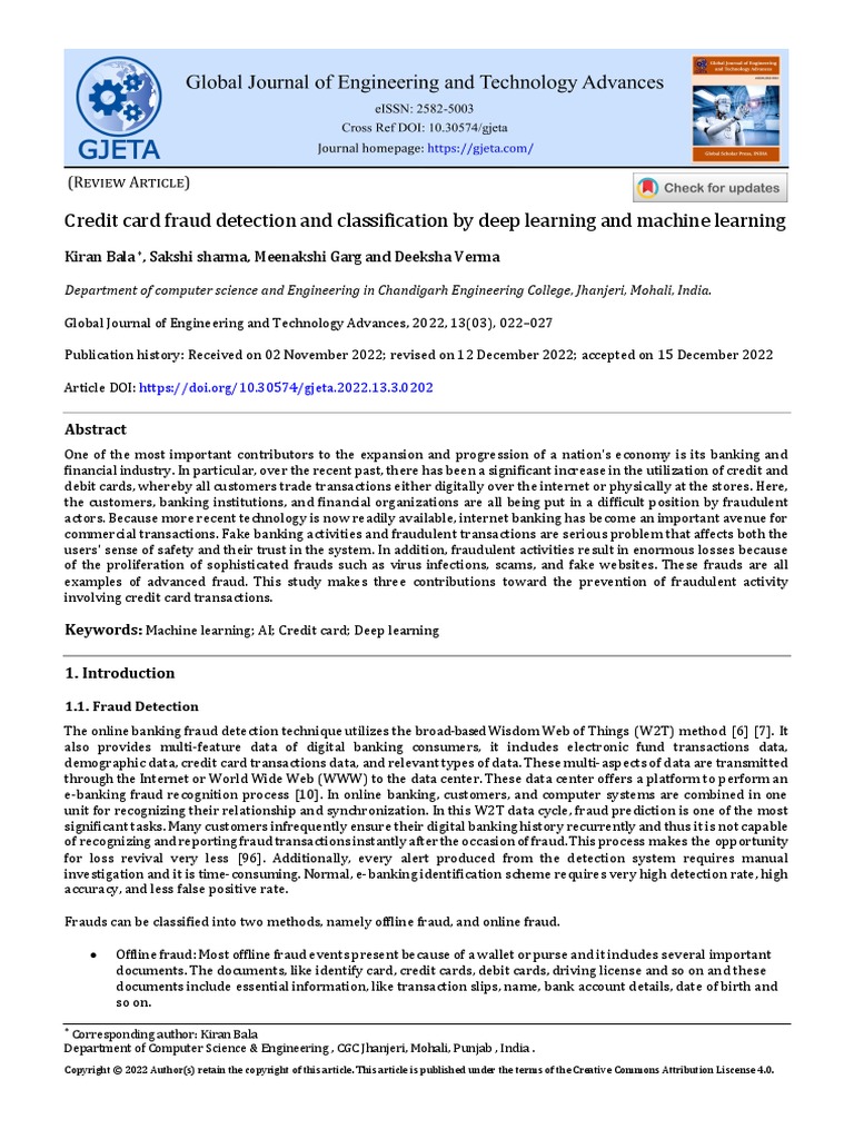 Credit Card Fraud Detection and Classification by | PDF | Credit Card ...