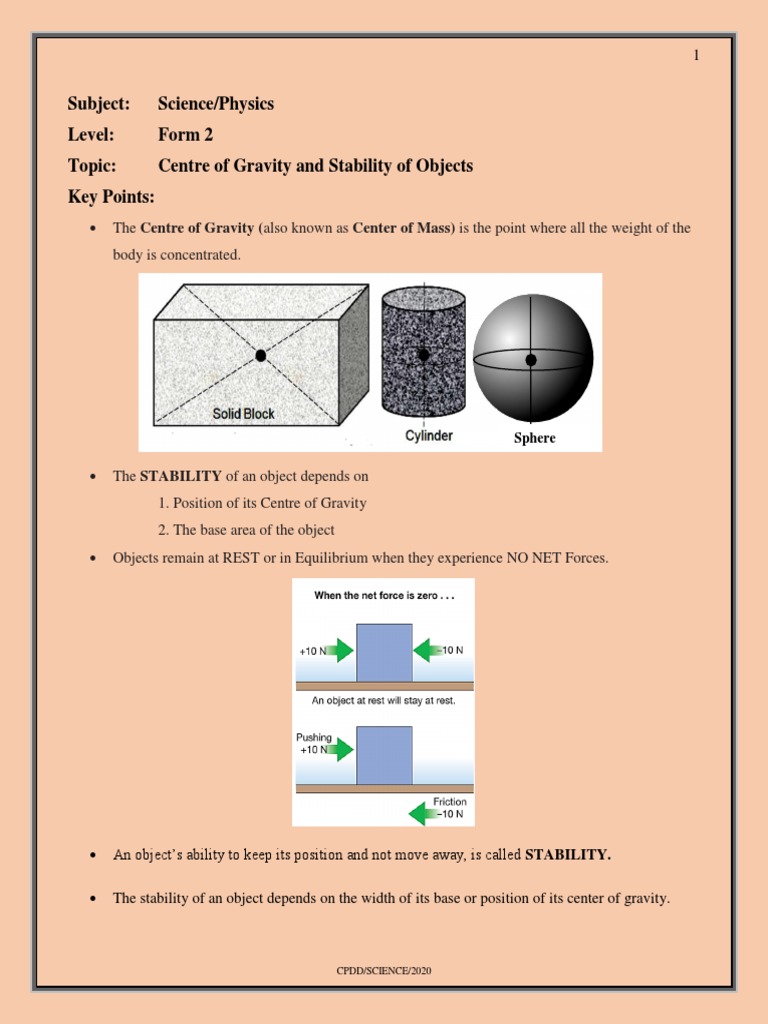 Stability Pdf Center Of Mass Physical Sciences
