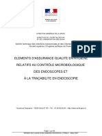 Elements D'assurance Qualite en Hygiene Relatifs Au Contrôle Microbiologique Des Endoscopes Et À La Traçabilite en Endoscopie