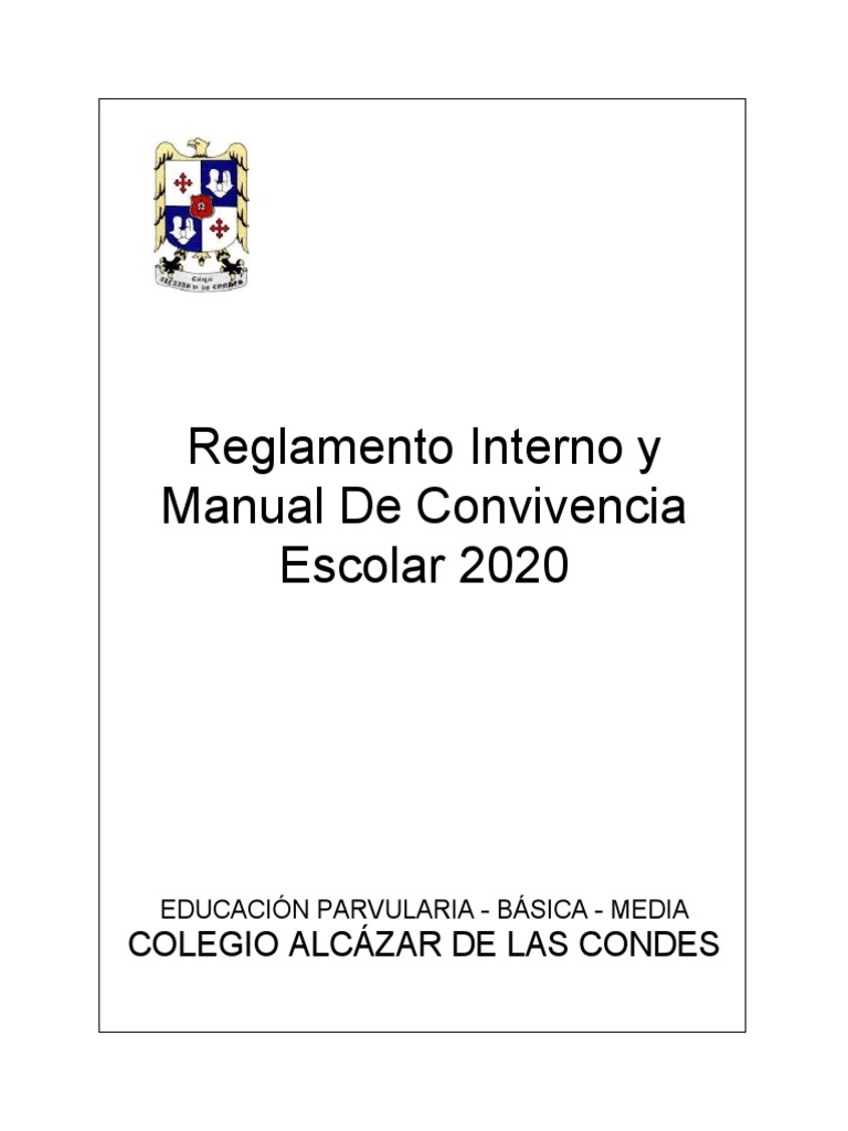 Reglamento Interno y Mabual de Convivencia Escolar CALC 2020 | PDF ...