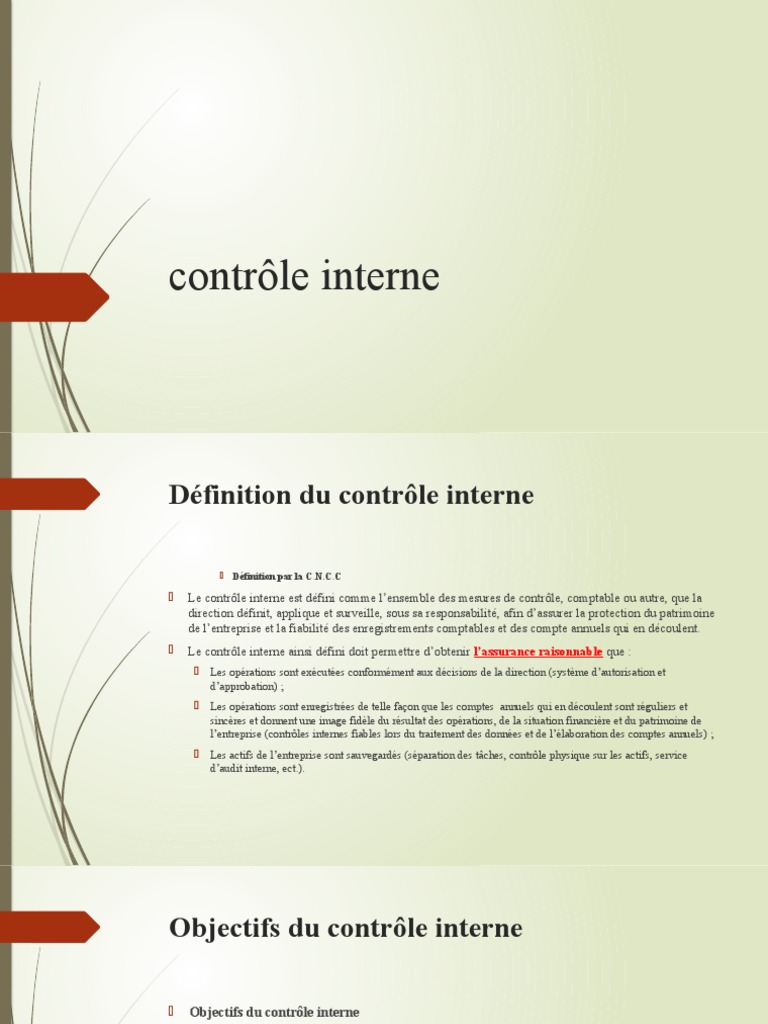 Définition et objectifs du contrôle interne | PDF | Contrôle interne ...