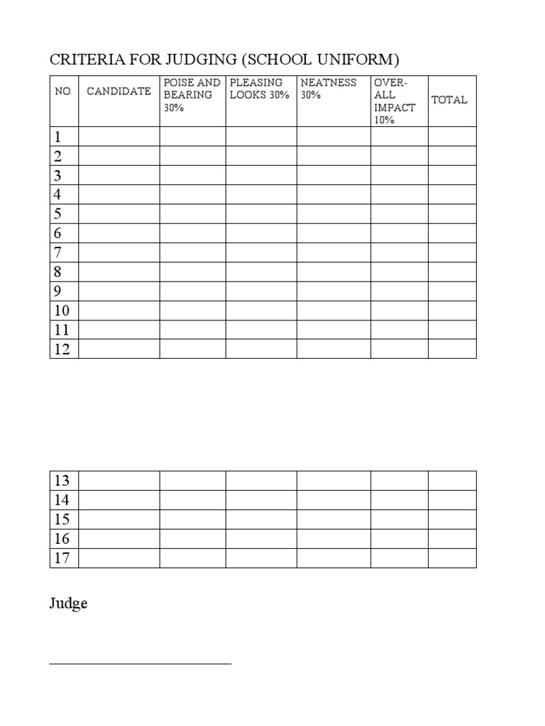 Criteria For Judging | PDF