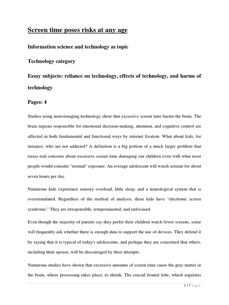 Screen Time Poses Risks at Any Age | PDF | Brain | Adolescence