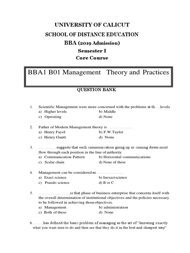 Mcq i sem bba mgt theory practice pdf business ethics science