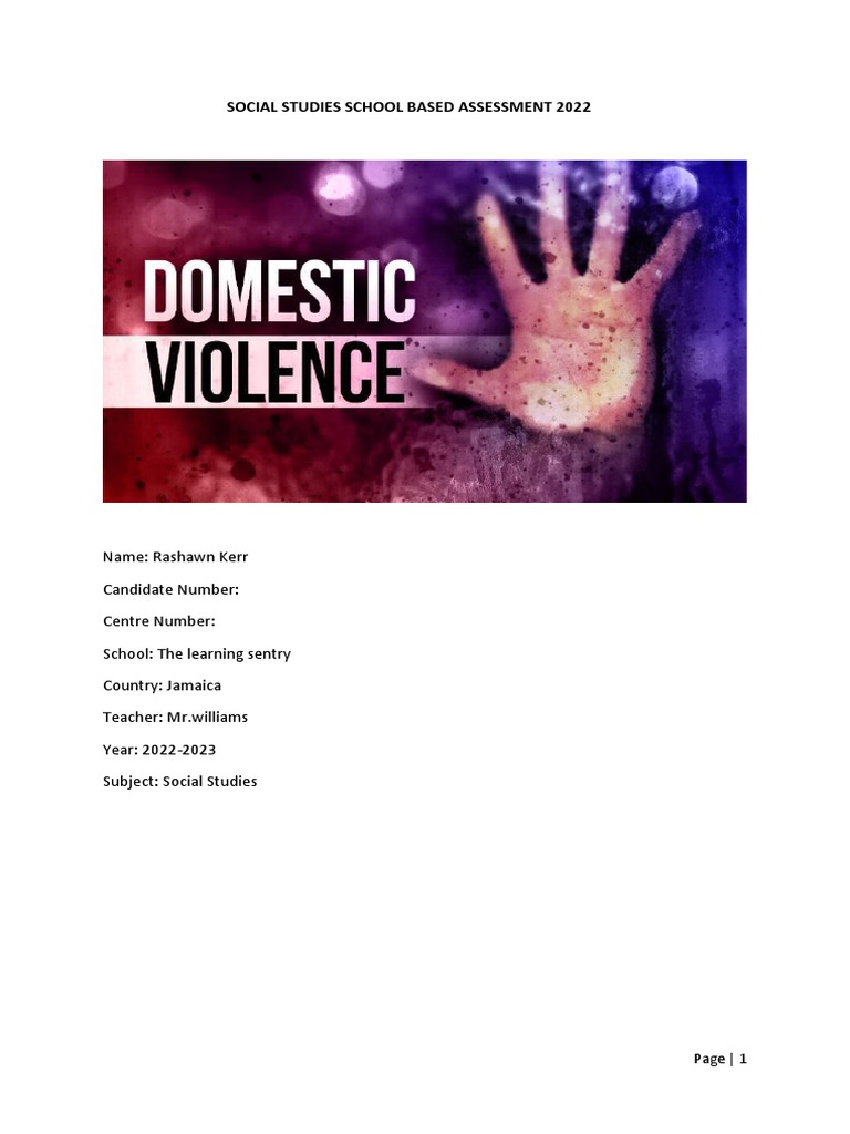 Social Studies Sba Sample Domestic Violence