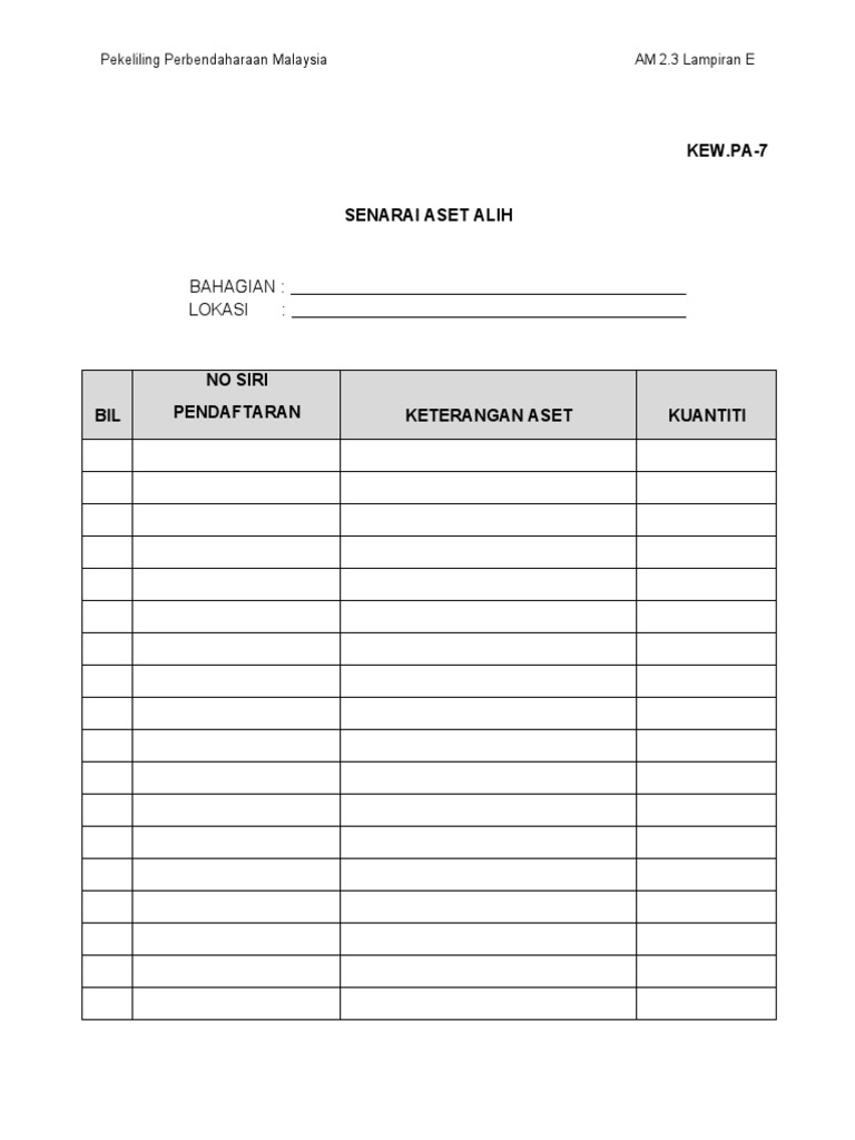 KEW - PA-7 (Kosong) | PDF