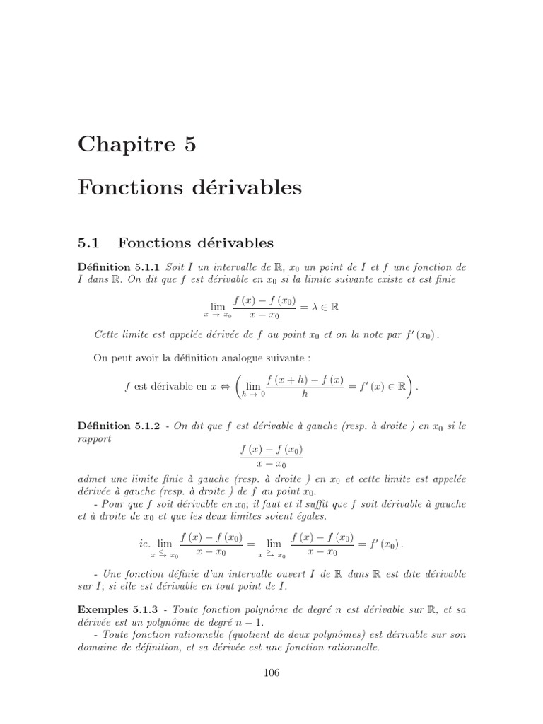 Définition et Propriétés des Fonctions Dérivables | PDF | Extremum ...