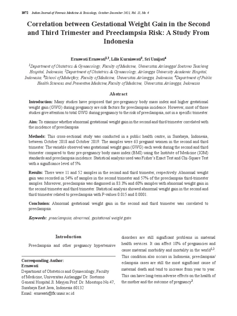 Correlation Between Gestational Weight Gain in The Second and Third
