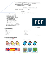 English Diagnostic TEST FOR GRADE 3