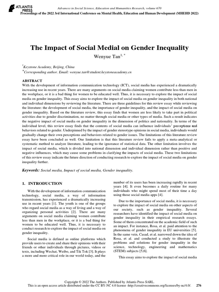 The Impact of Social Medial On Gender Inequality | Download Free PDF ...