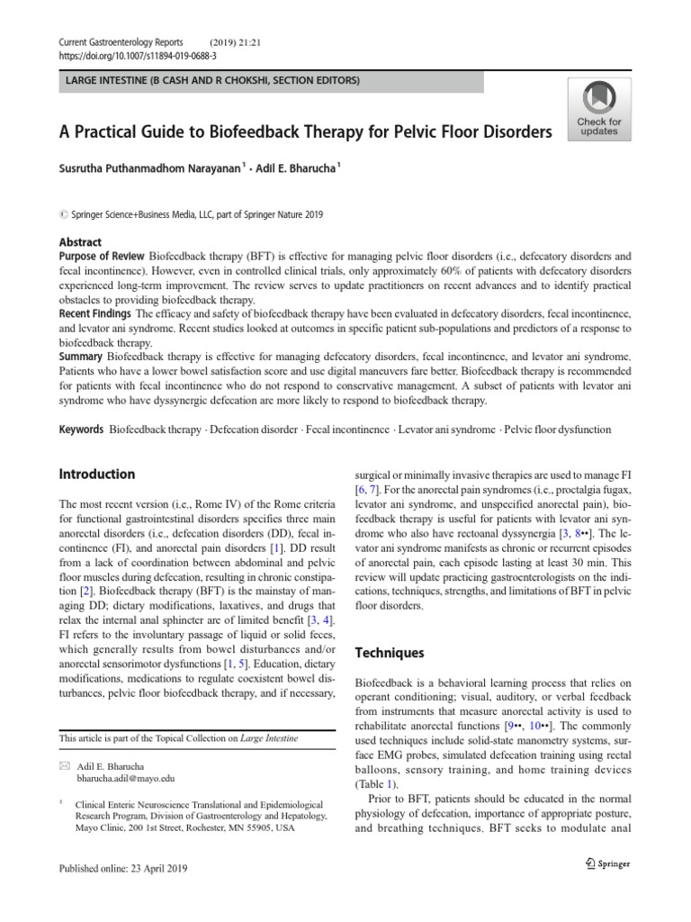 A Practical Guide To Biofeedback Therapy For Pelvic Floor Disorders