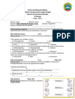 Examen de Naturales 4to Grado