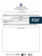 [Appendix 4A] Teacher Reflection Form for T I-III for RPMS SY 2021-2022