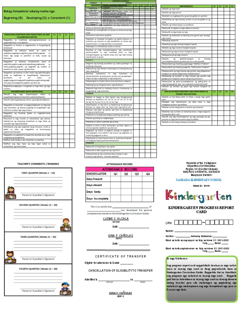 Contextualized KindergatenProgress Report CardNew PDF
