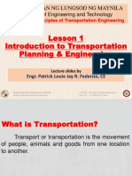 Lesson 1 Introduction To Transportation Planning & Engineering