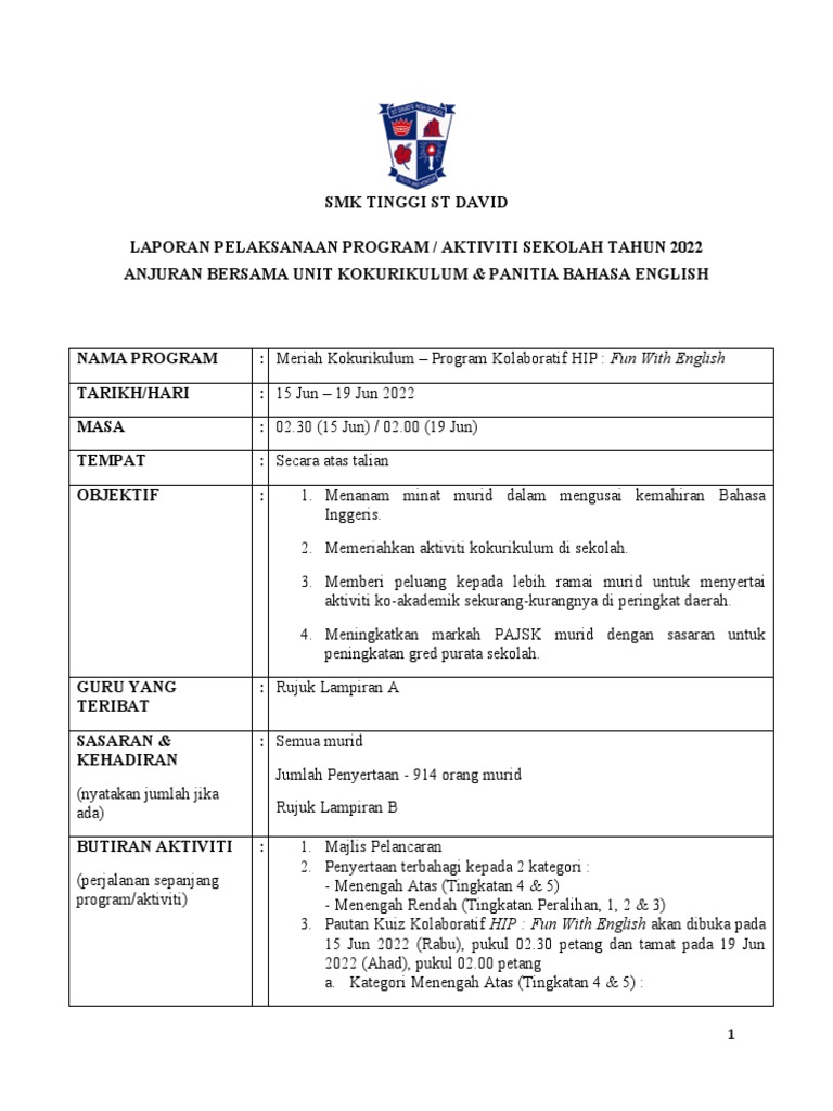 Dokumentasi Program Hip Fun With English | PDF
