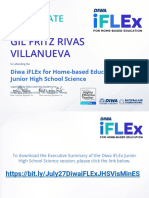 GIL FRITZ RIVAS VILLANUEVA's Diwa iFLEx Junior High School Science Certificate of Participation