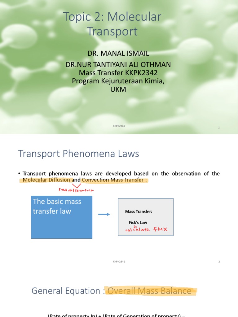 Fick's Law and Mass Transfer Principles | PDF | Diffusion | Classical ...